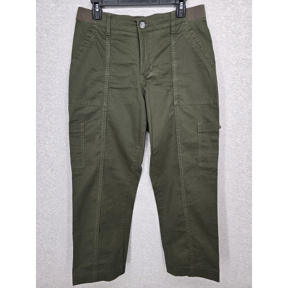 Lee Womens Olive Green Cargo Pants Elastic Waist Straight Leg Utility Trousers